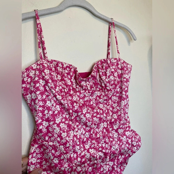 NWT Zara|| Pink Floral Corset Bodysuit, size medium adjustable straps,Sp… - Picture 7 of 14